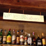 Coffee bar Castrojeriz The coffee bar with the Wi-Fi password, where the owner was concerned why I took a photo of his whiskeys.